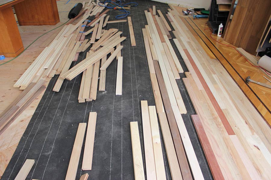 Arranging the strip flooring section | Slaughterbeck Floors