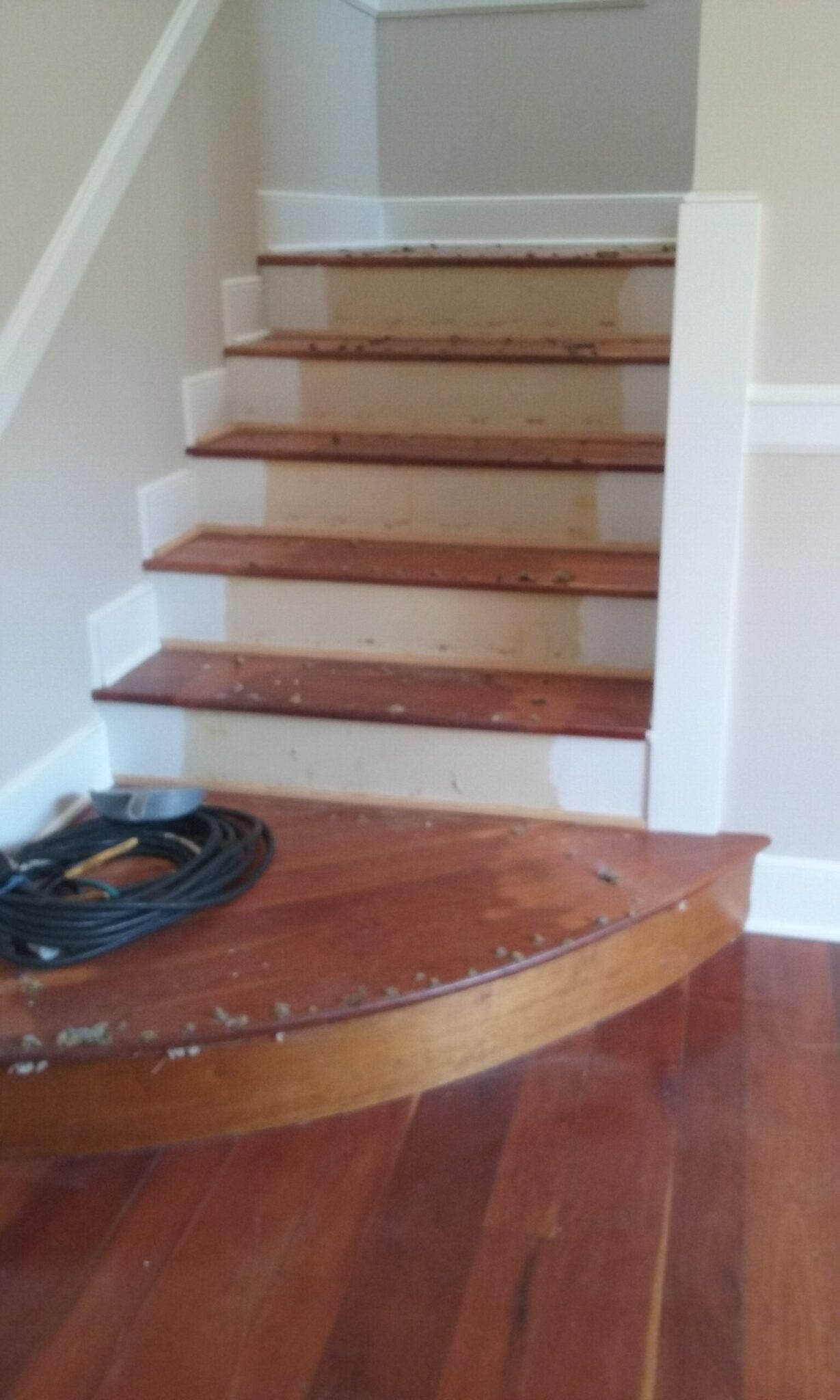 Stairs Before Refinishing | Cherry Hardwood Flooring | Slaughterbeck Floors