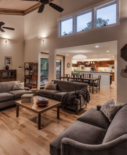 Hardwood flooring installed in California home.