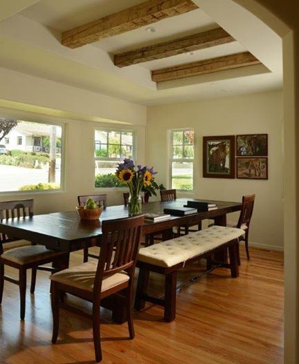 New hardwood flooring installed in dining room.