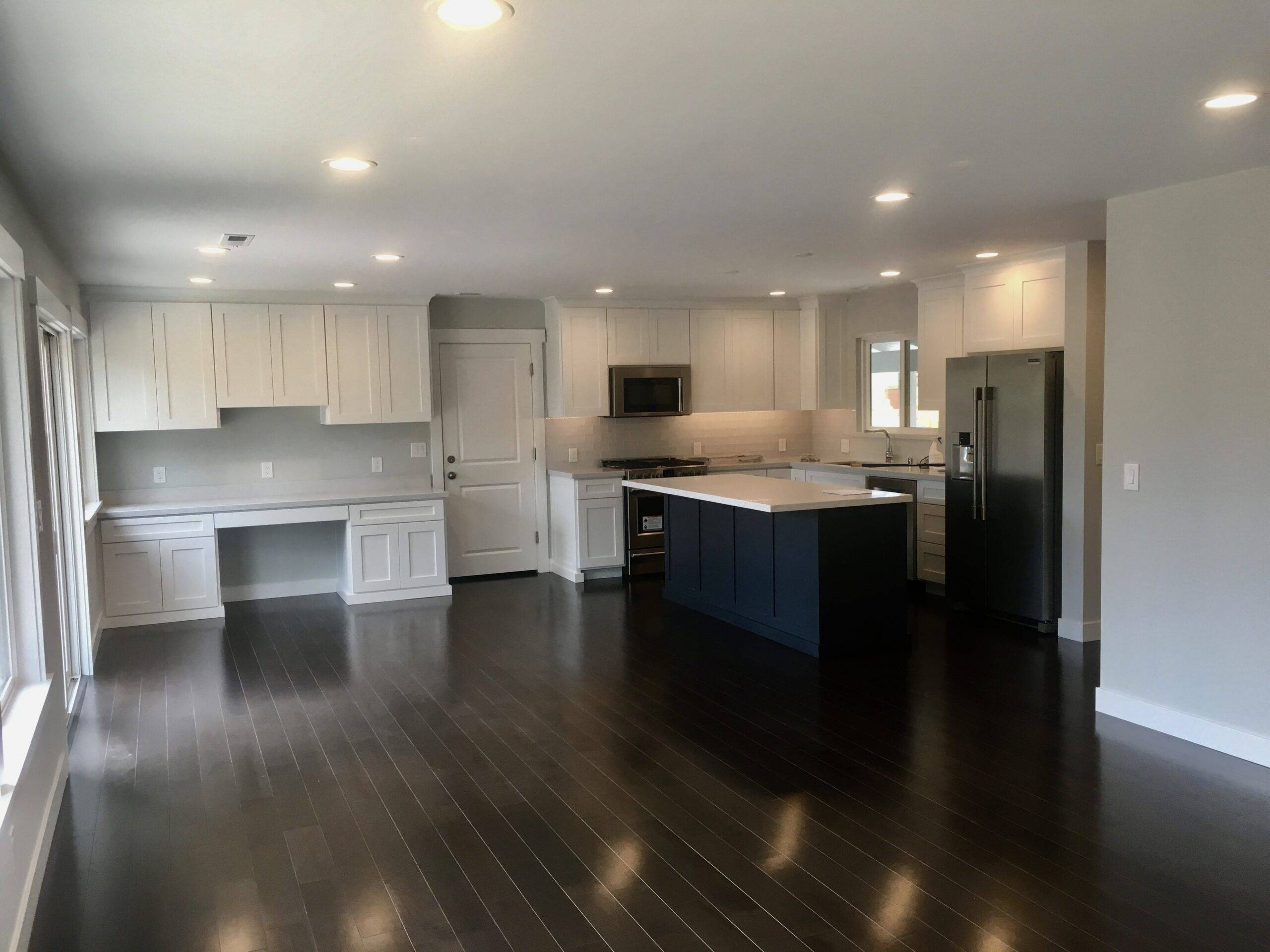 Coffee Mirage Maple Flooring Installed in Santa Clara Kitchen. Collaboration with Robert Construction.